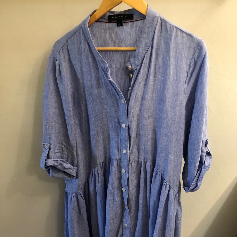Tommy Hilfiger Linen Roll-Tab Shirtdress
